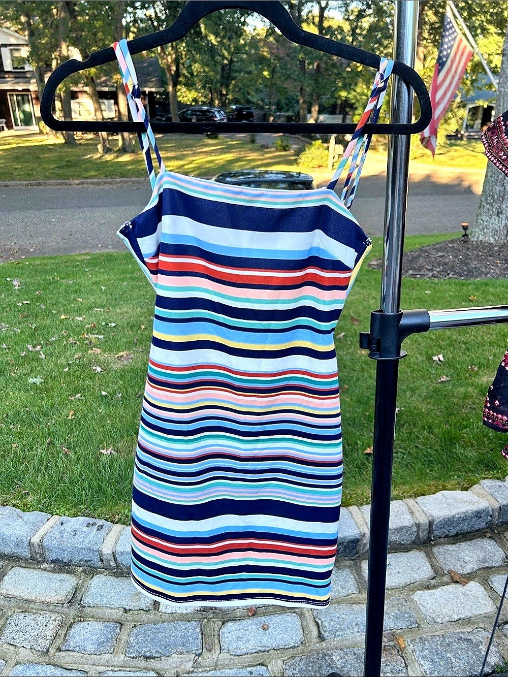 Sunset + Spring Striped Mini Dress in Blue & White Size XS Like New